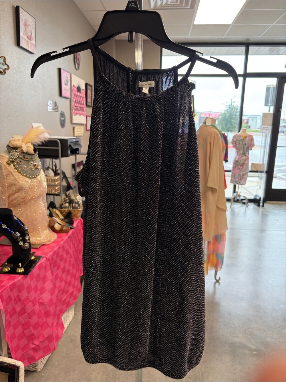 Maurices Black Metallic Chevron Halter